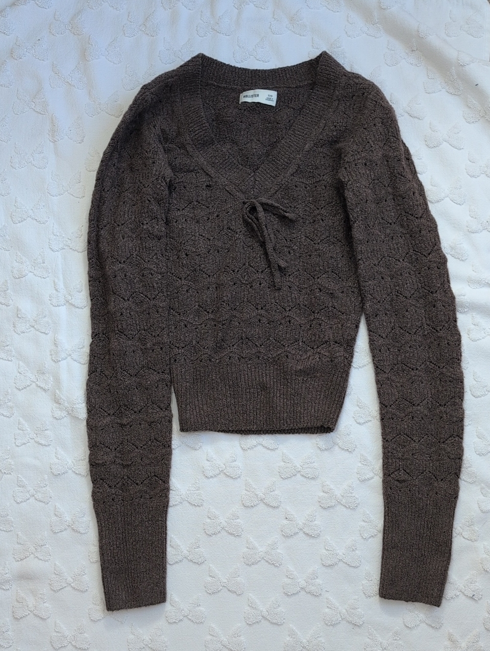 Wilfred Chocolate Brown V-Neck Tie Knit Sweater